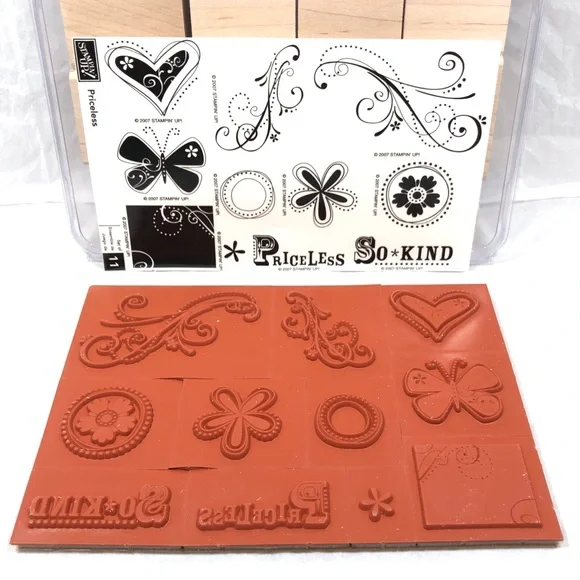 Stampin’ Up! “PRICELESS” New Set of 11 Woodblock Rubber Stamps - Picture 2 of 5